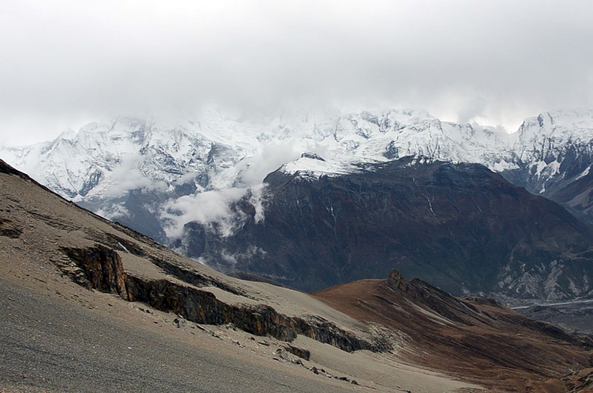 14 Looking Across To Annapurna II And IV In The Clouds From Just Below The Kang La 